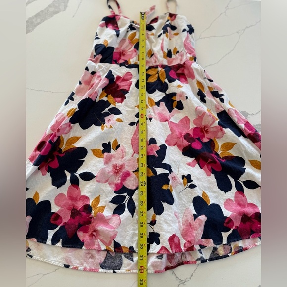 Old Navy Women's Multi Pink Floral Tie-Front Linen Viscose Mini Dress‎ Large EUC - Picture 5 of 13